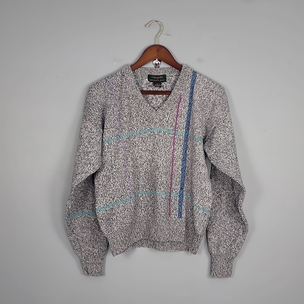 Colours By Alexander Julian 80's Vintage Unisex V-Neck Sweater - Picture 2 of 8